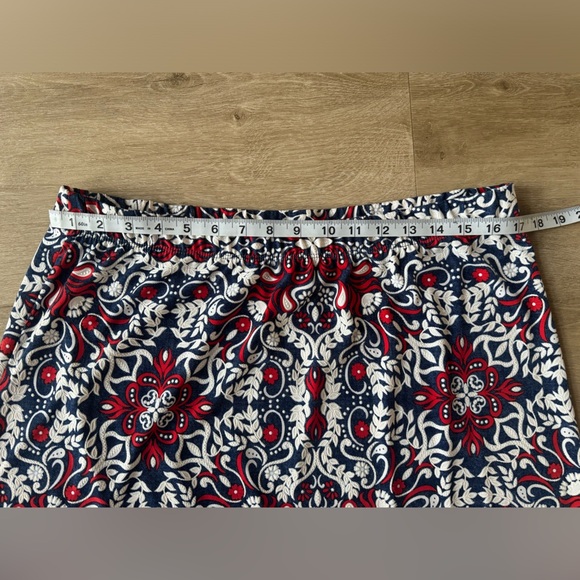SJS Floral Midi Skirt Swirl Print SZ XL Blue Red White - Picture 2 of 6